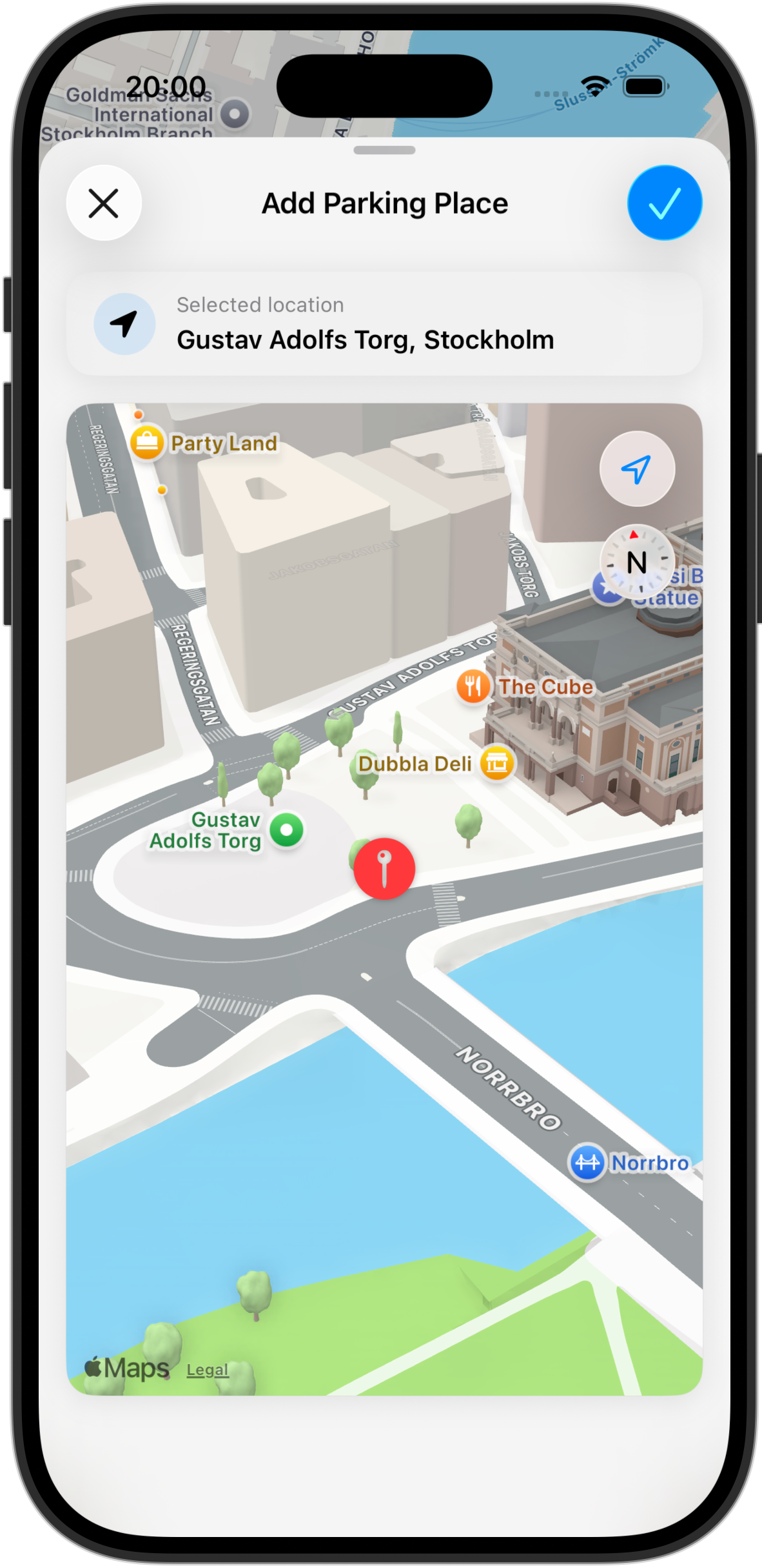 Handiplats add parking place screen